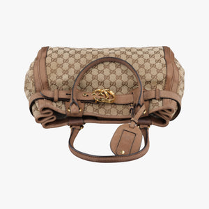 Pre-owned Gucci GG Running Brown GGCanvas×Leather 247183 shoulderbag | stylenewstar