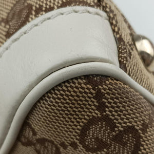 Pre-owned Gucci GG Abbey Brown Canvas×Leather 189828 shoulderbag | stylenewstar
