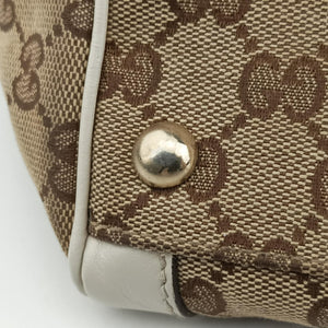 Pre-owned Gucci GG Abbey Brown Canvas×Leather 189828 shoulderbag | stylenewstar