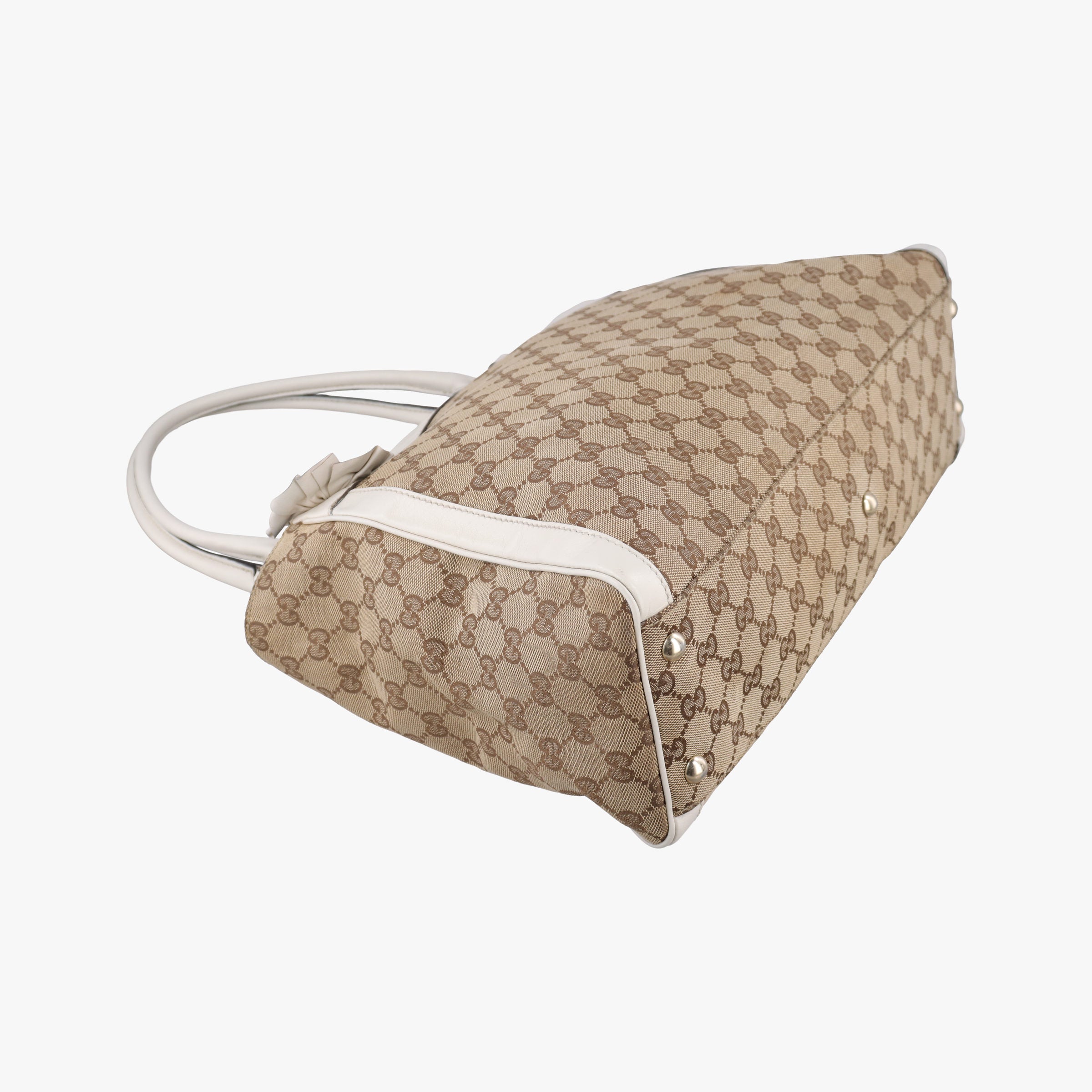 Pre-owned Gucci GG Abbey Brown Canvas×Leather 189828 shoulderbag | stylenewstar