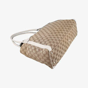Pre-owned Gucci GG Abbey Brown Canvas×Leather 189828 shoulderbag | stylenewstar