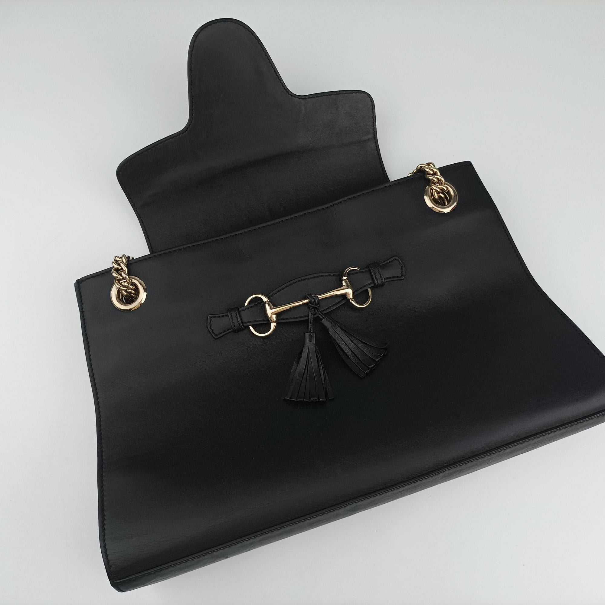 Pre-owned Gucci Emily Black Leather 295403 shoulderbag | stylenewstar
