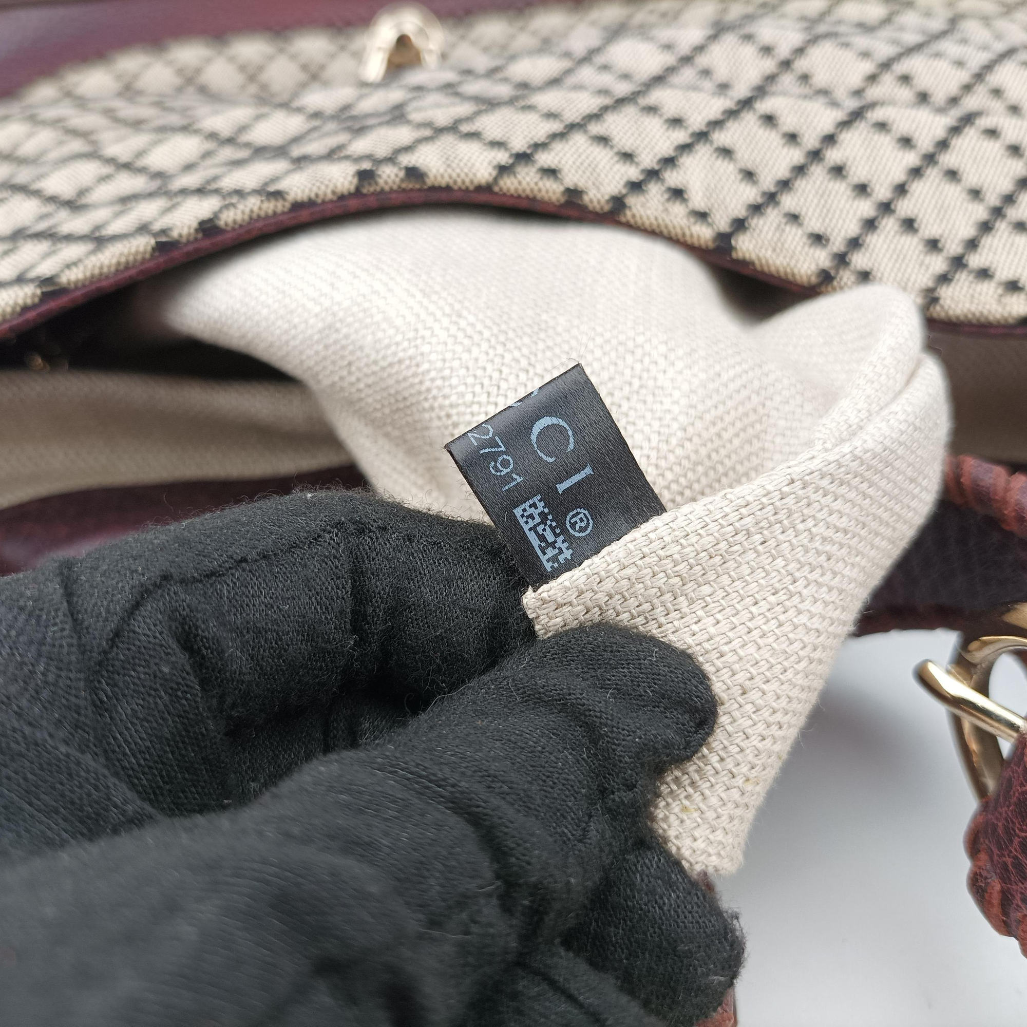 Pre-owned Gucci New Jackie Beige × Bordeaux canvas×leather 246907 shoulderbag | stylenewstar