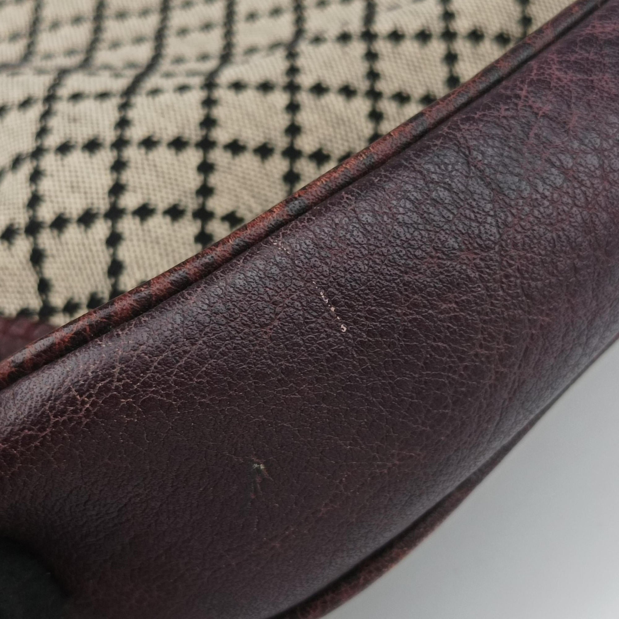 Pre-owned Gucci New Jackie Beige × Bordeaux canvas×leather 246907 shoulderbag | stylenewstar
