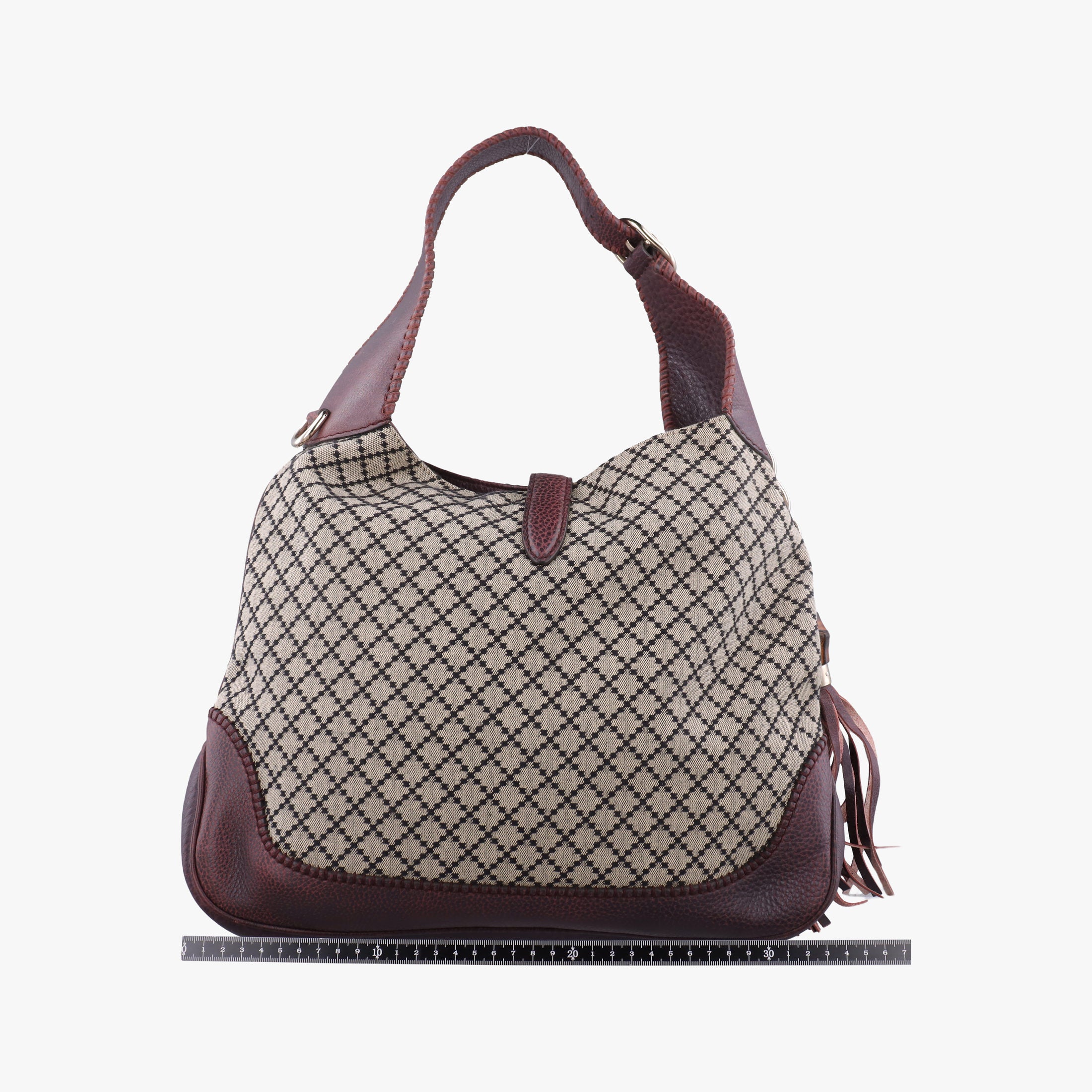 Pre-owned Gucci New Jackie Beige × Bordeaux canvas×leather 246907 shoulderbag | stylenewstar