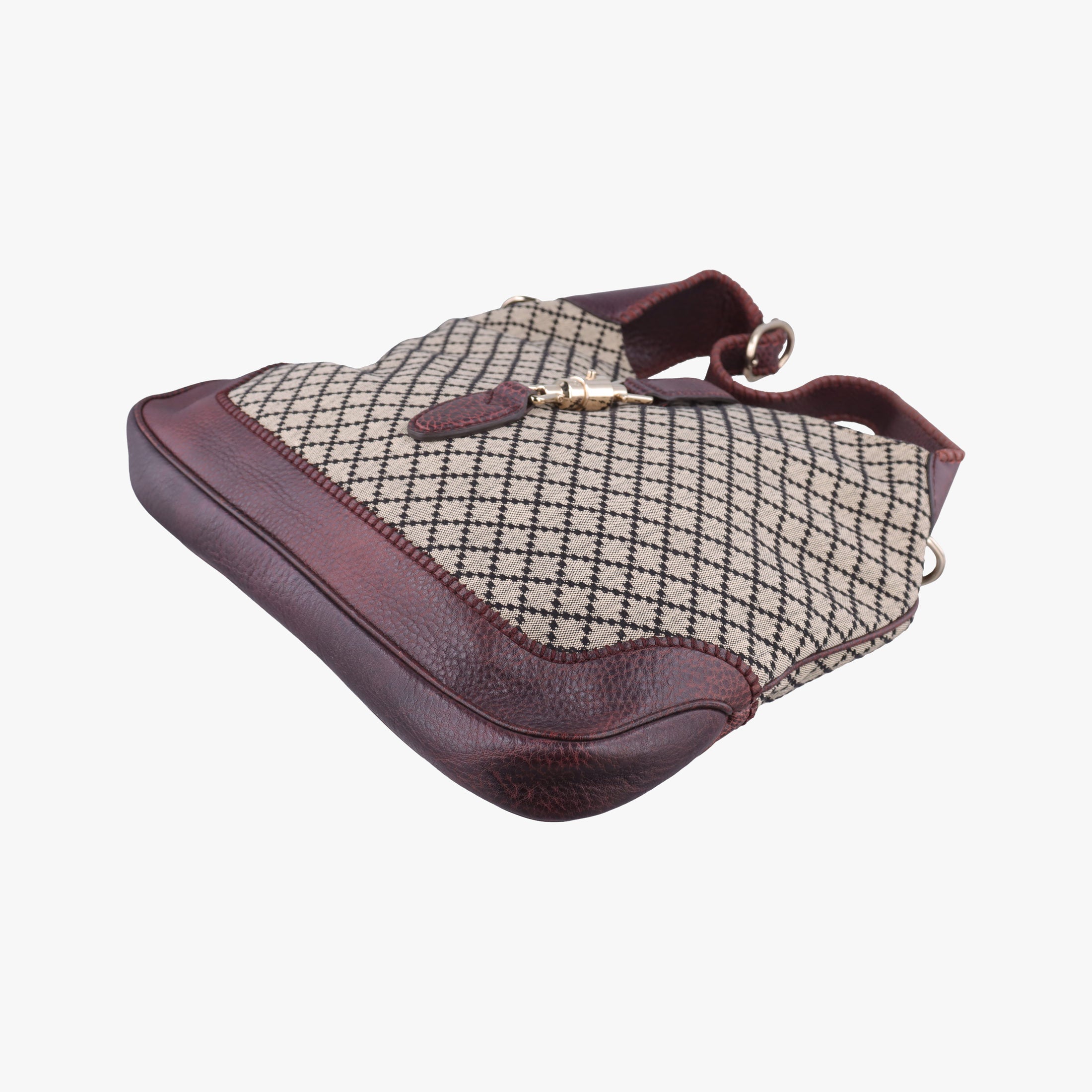 Pre-owned Gucci New Jackie Beige × Bordeaux canvas×leather 246907 shoulderbag | stylenewstar