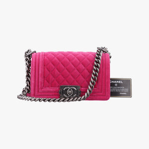 Pre-owned Chanel BOY CHANEL Rose velour A67416 shoulderbag | stylenewstar