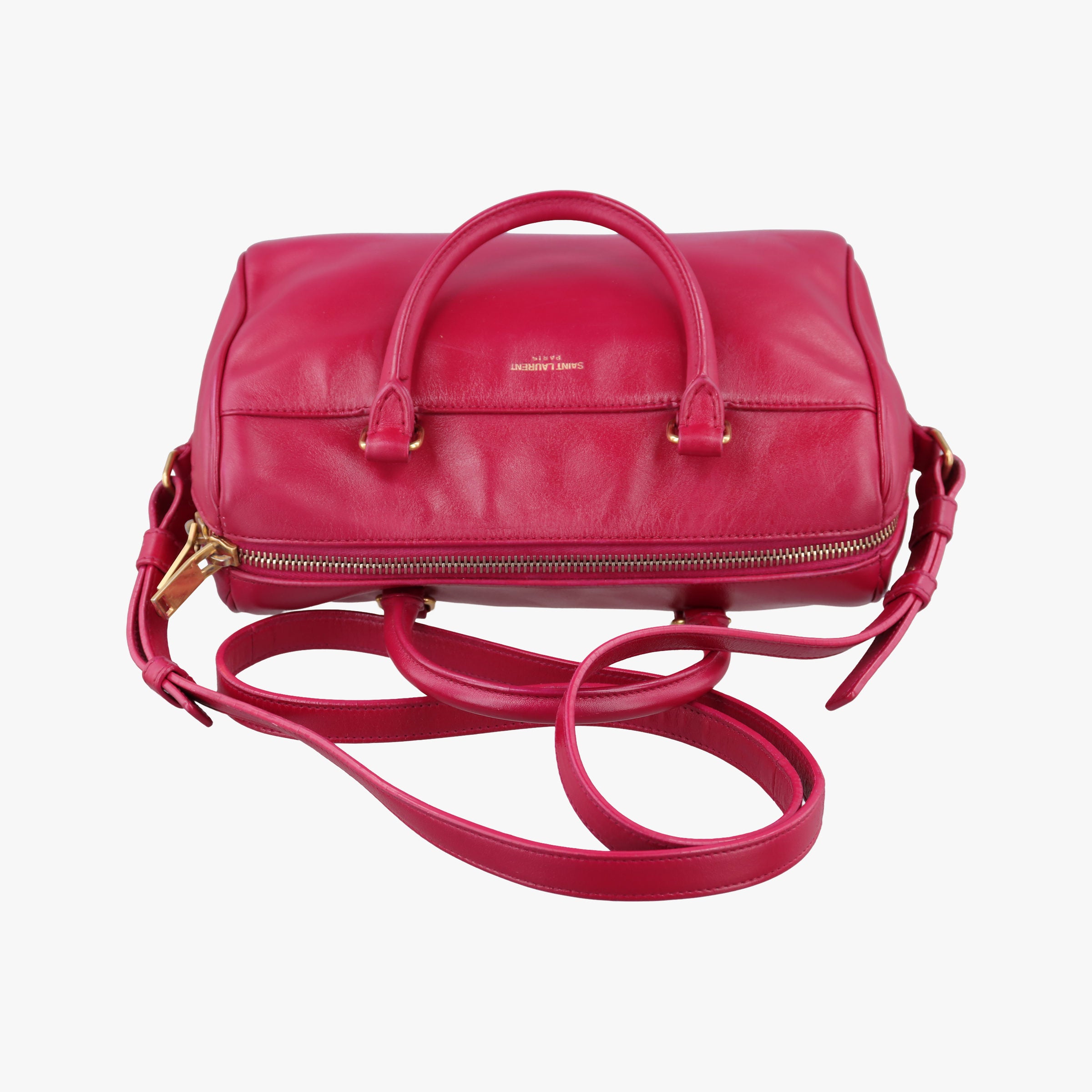 Pre-owned Yves Saint Laurent CLASSIC BABY DUFFLE Rose Leather 330958 shoulderbag | stylenewstar