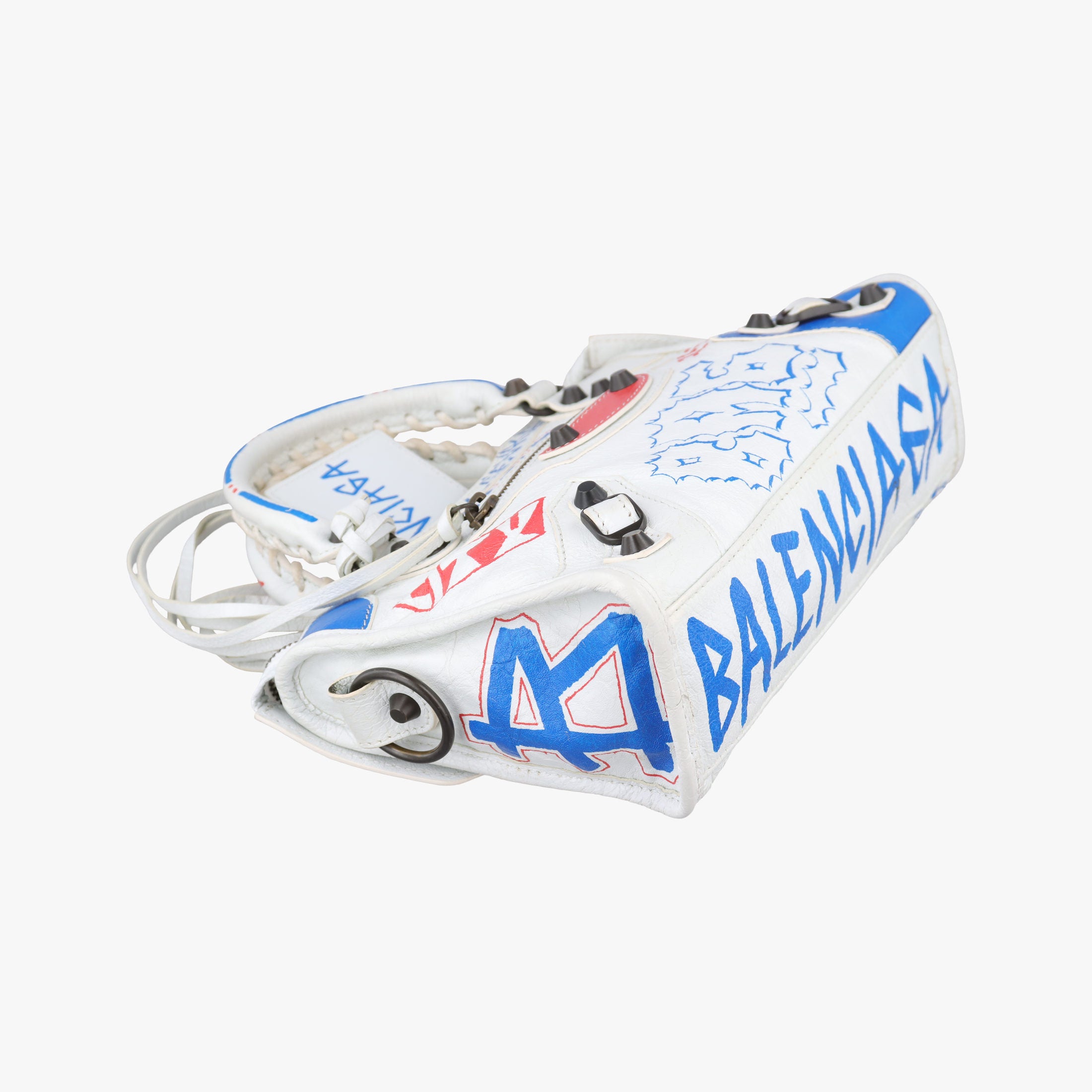 Pre-owned Balenciaga Classic Mini City Graffiti White×Multicolor Arena Lambskin  300295 shoulderbag | stylenewstar