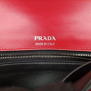 Pre-owned Prada COGNAC N Red × black Leather 1BD166 shoulderbag | stylenewstar