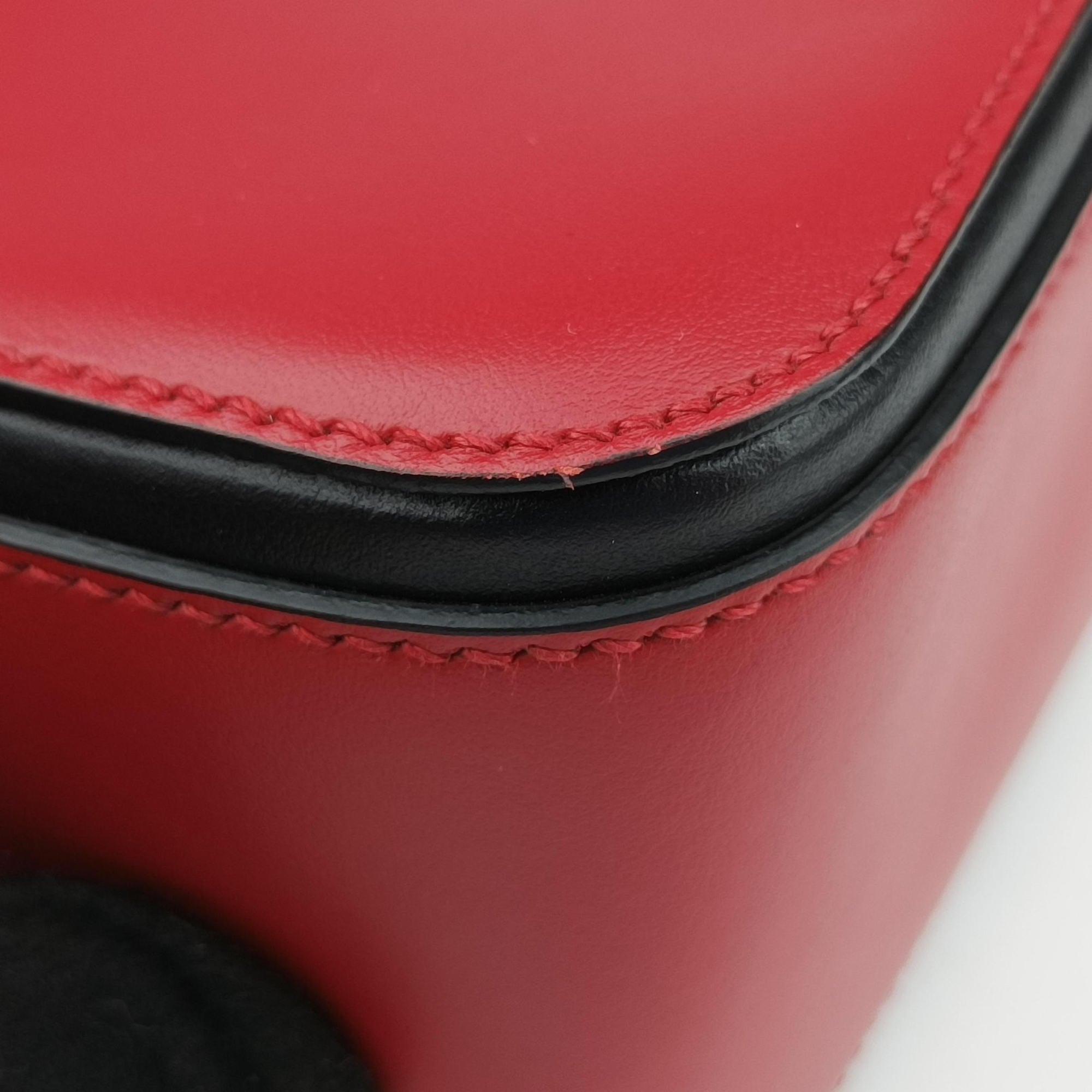 Pre-owned Prada COGNAC N Red × black Leather 1BD166 shoulderbag | stylenewstar