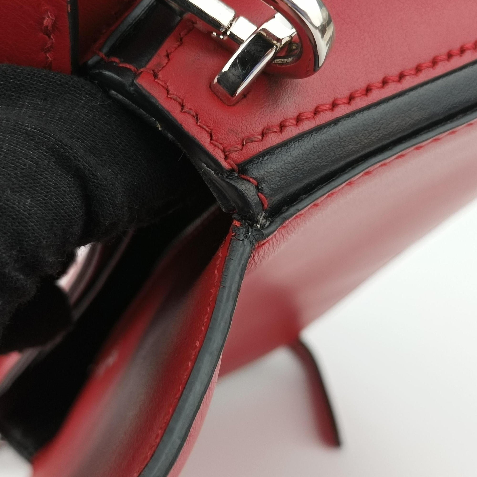 Pre-owned Prada COGNAC N Red × black Leather 1BD166 shoulderbag | stylenewstar