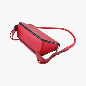 Pre-owned Prada COGNAC N Red × black Leather 1BD166 shoulderbag | stylenewstar