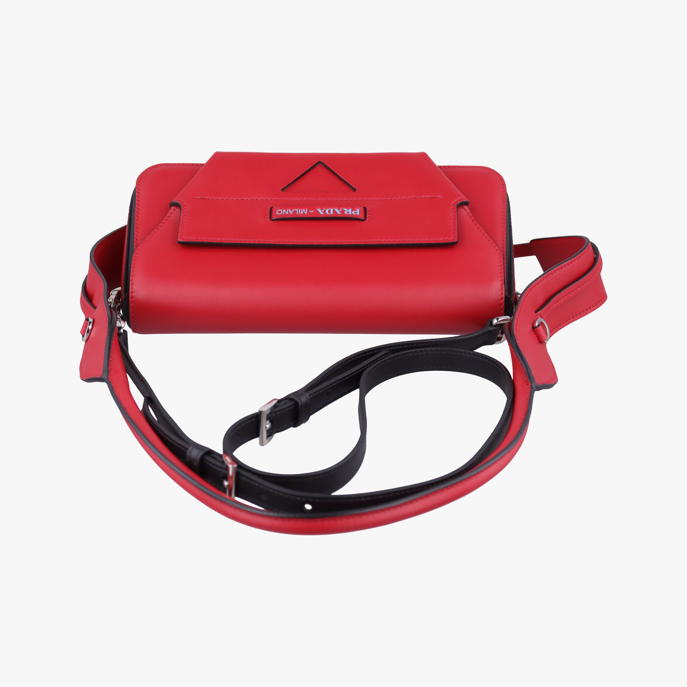Pre-owned Prada COGNAC N Red × black Leather 1BD166 shoulderbag | stylenewstar