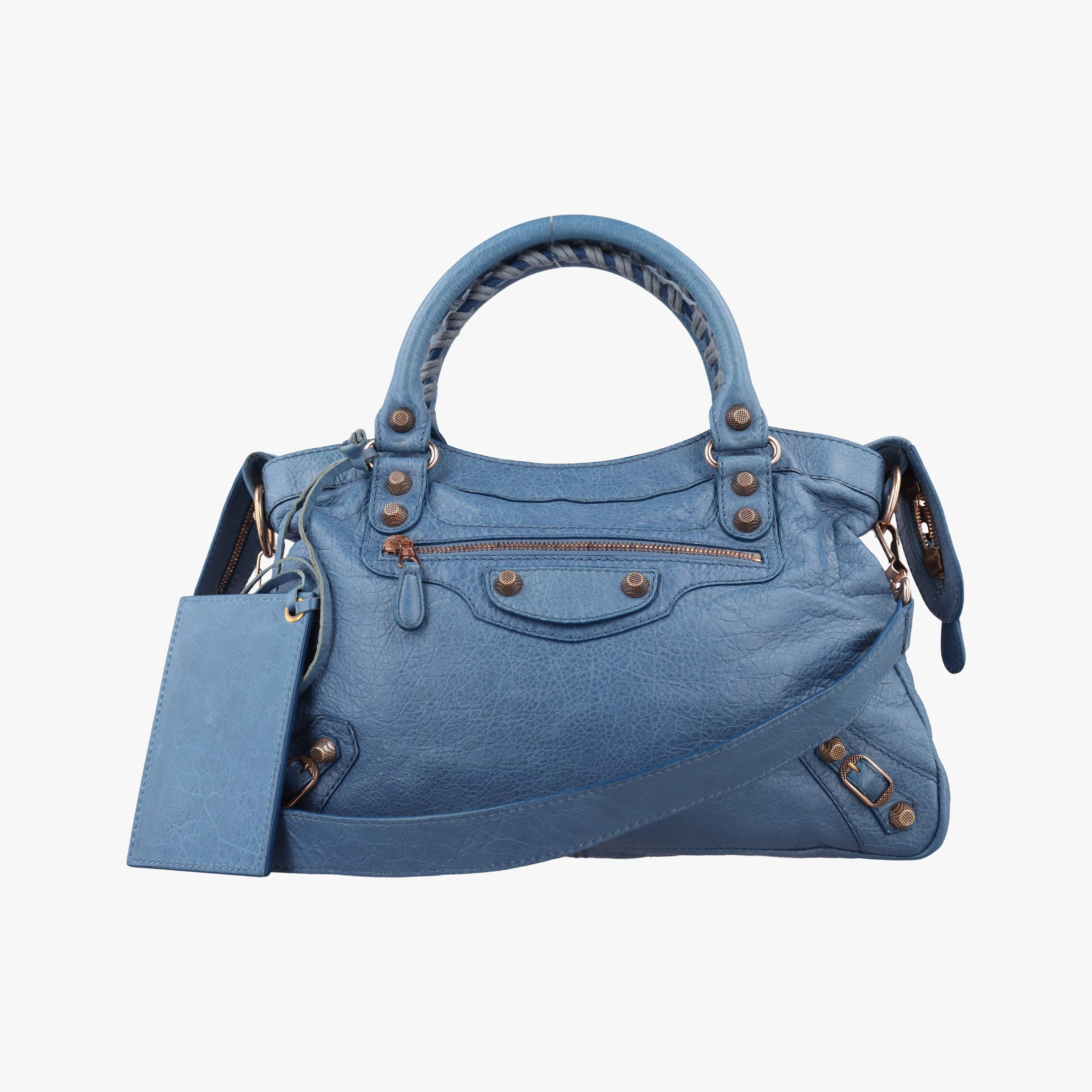 Pre-owned Balenciaga Giant City Blue Lambskin  shoulderbag | stylenewstar