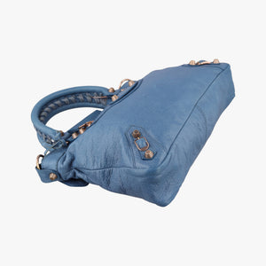 Pre-owned Balenciaga Giant City Blue Lambskin  shoulderbag | stylenewstar