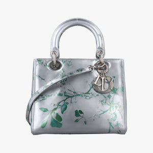 Vintage Christian Dior Lady Dior Floral Printed Silver Patent Leather  shoulderbag | stylenewstar