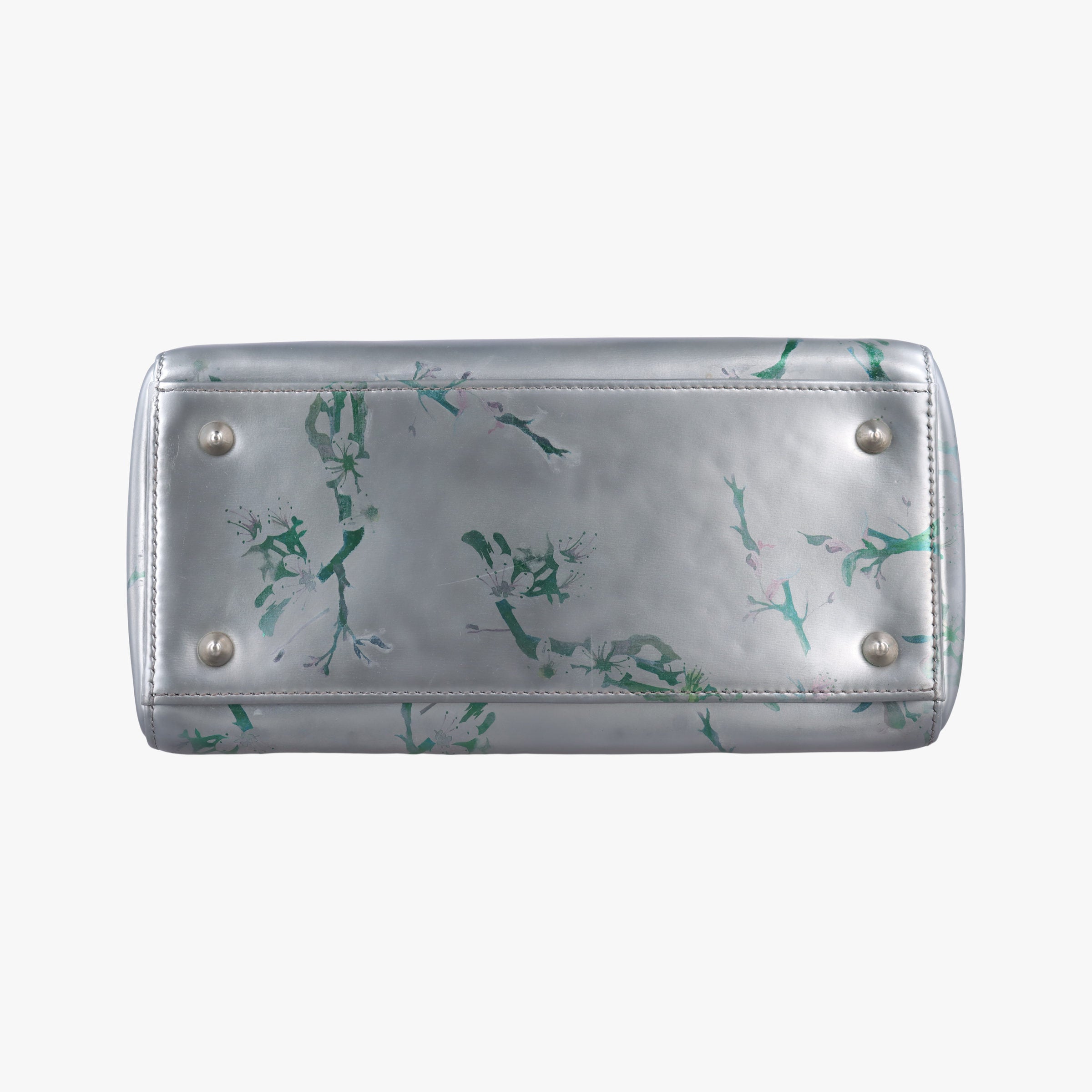 Vintage Christian Dior Lady Dior Floral Printed Silver Patent Leather  shoulderbag | stylenewstar