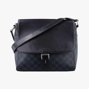 Pre-owned Louis Vuitton Newport Messenger PM black×navy Damier Cobalt N41587 shoulderbag | stylenewstar