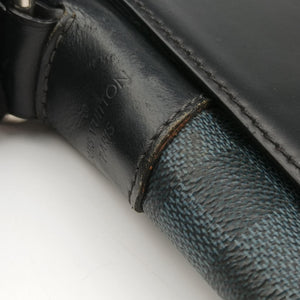 Pre-owned Louis Vuitton Newport Messenger PM black×navy Damier Cobalt N41587 shoulderbag | stylenewstar