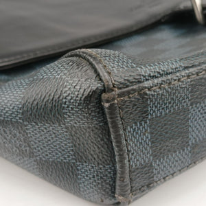 Pre-owned Louis Vuitton Newport Messenger PM black×navy Damier Cobalt N41587 shoulderbag | stylenewstar