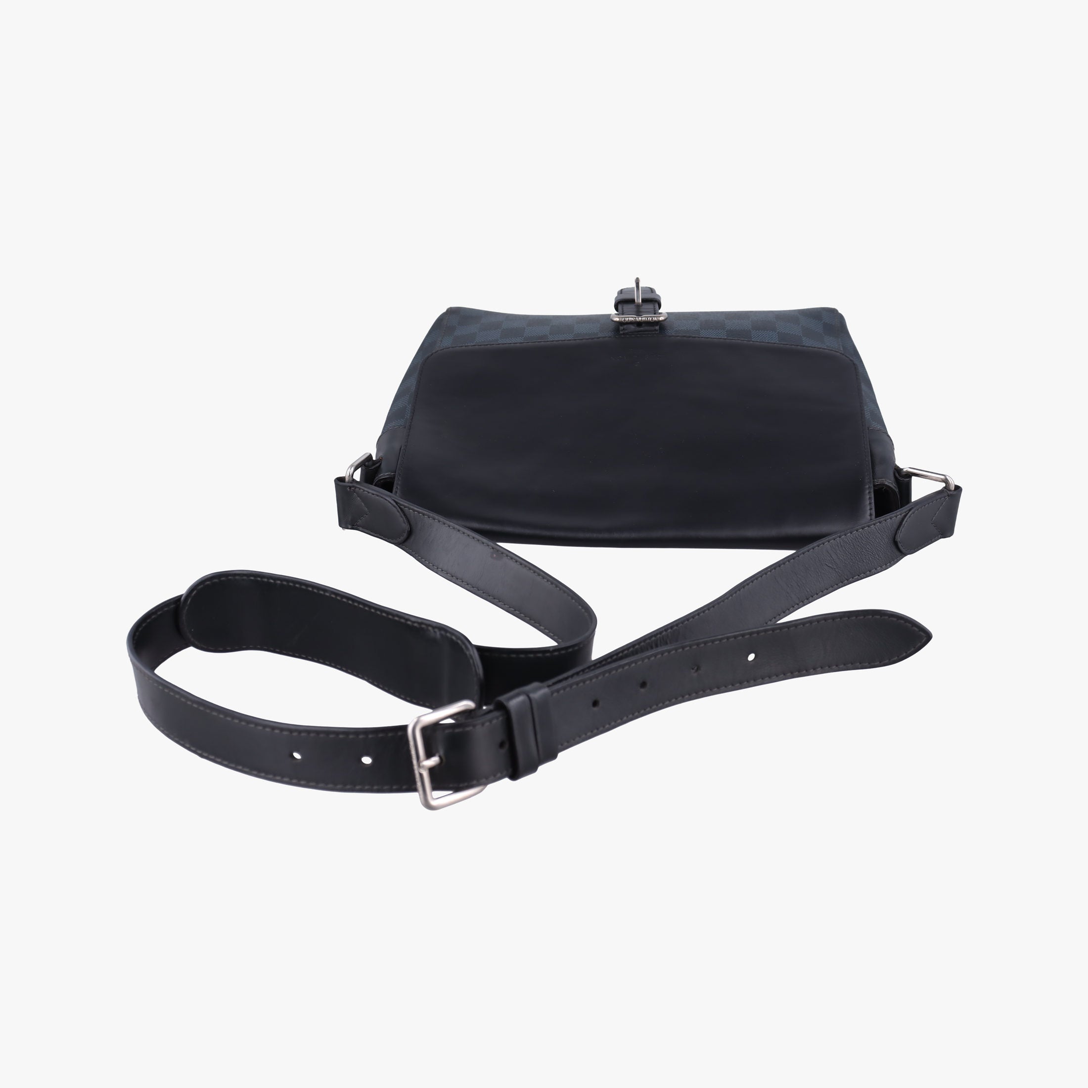 Pre-owned Louis Vuitton Newport Messenger PM black×navy Damier Cobalt N41587 shoulderbag | stylenewstar
