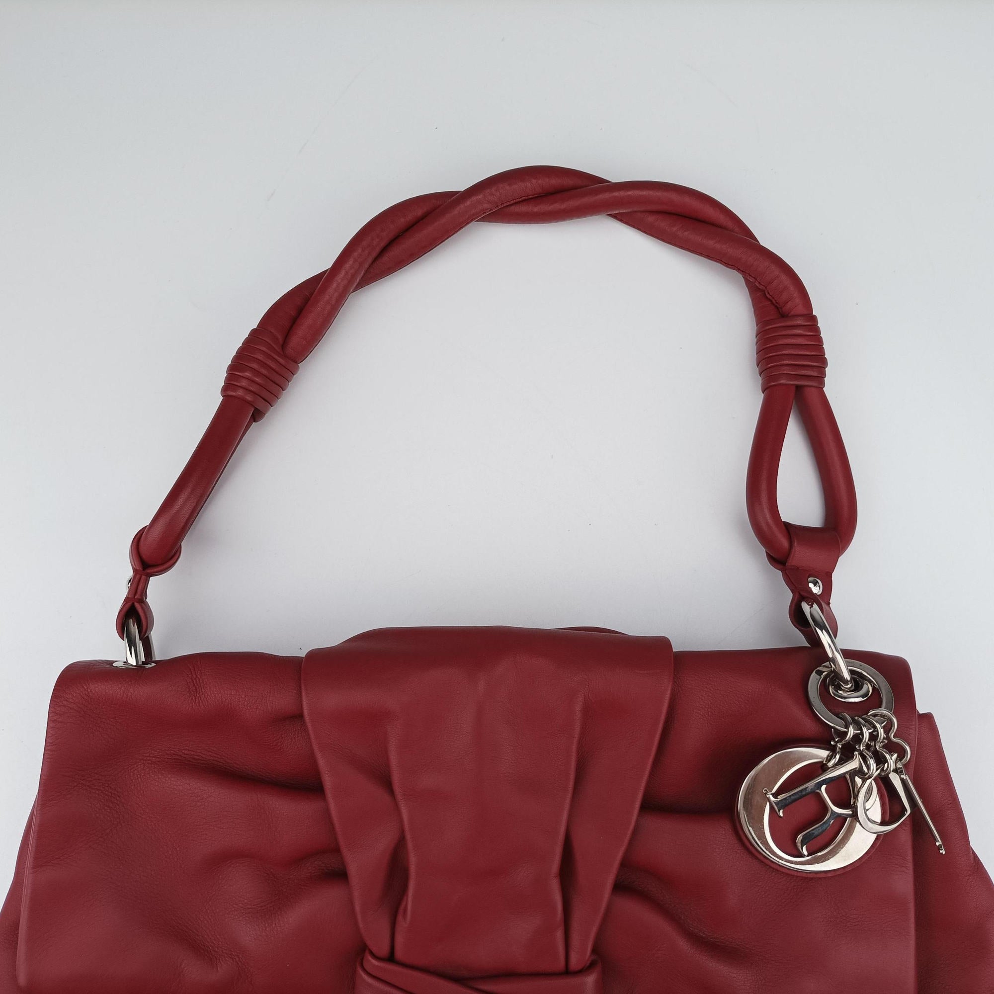 Pre-owned Christian Dior Demi Lune Burgundy Leather  shoulderbag | stylenewstar