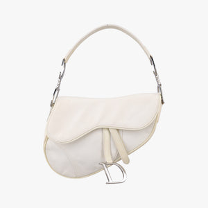 Pre-owned Christian Dior Saddle White Nylon × Leather  shoulderbag | stylenewstar
