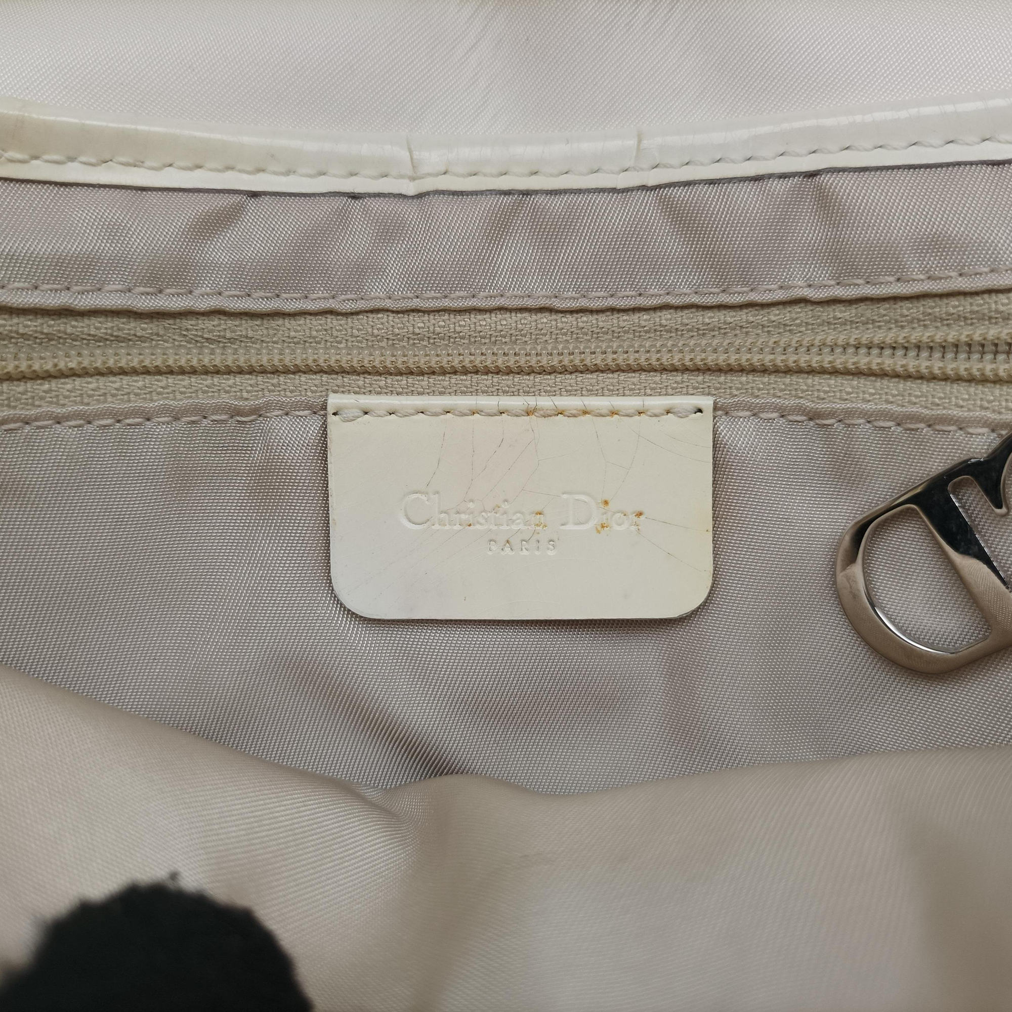 Pre-owned Christian Dior Saddle White Nylon × Leather  shoulderbag | stylenewstar