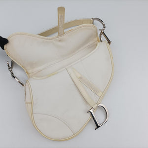 Pre-owned Christian Dior Saddle White Nylon × Leather  shoulderbag | stylenewstar