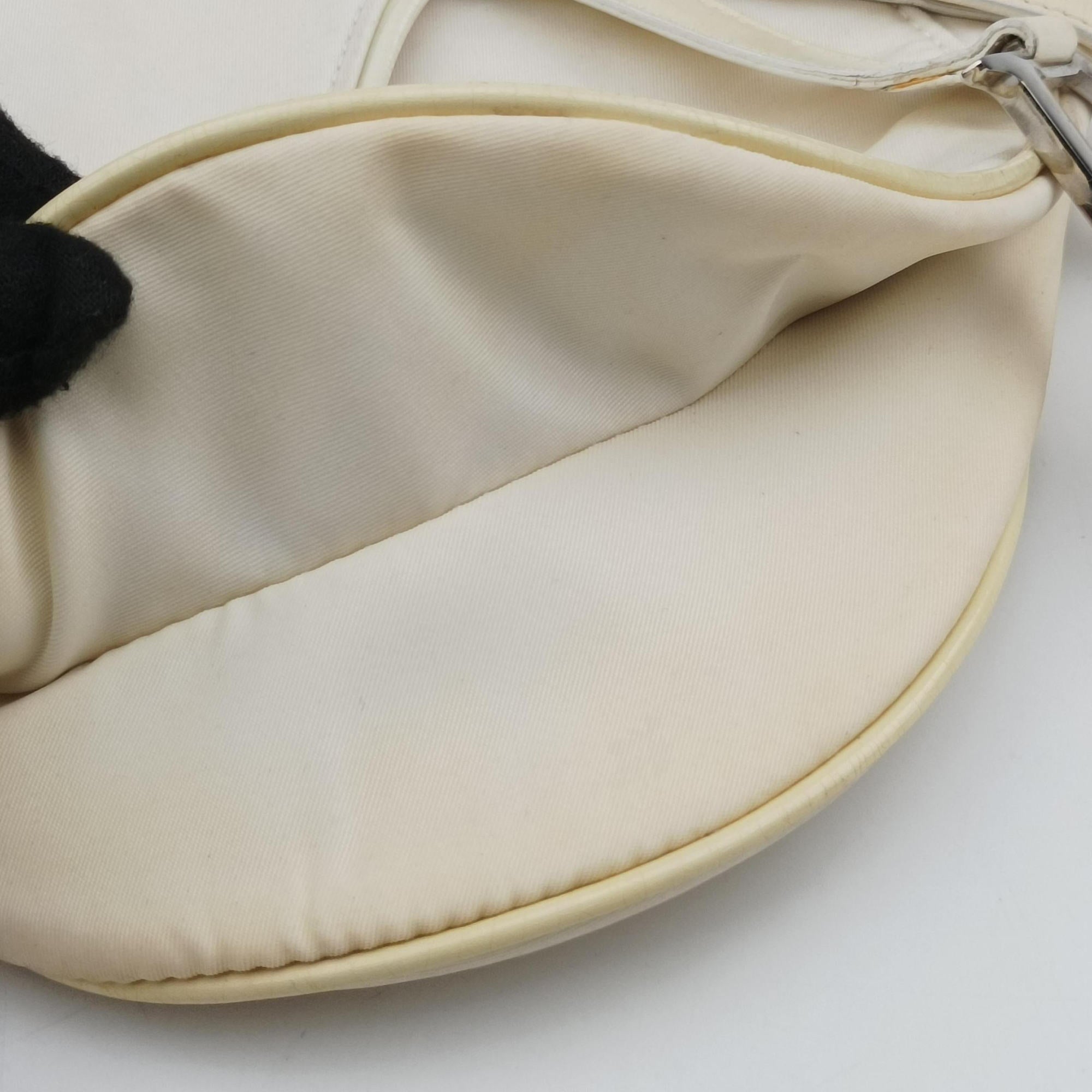 Pre-owned Christian Dior Saddle White Nylon × Leather  shoulderbag | stylenewstar