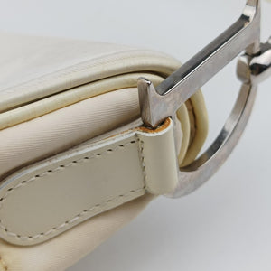 Pre-owned Christian Dior Saddle White Nylon × Leather  shoulderbag | stylenewstar