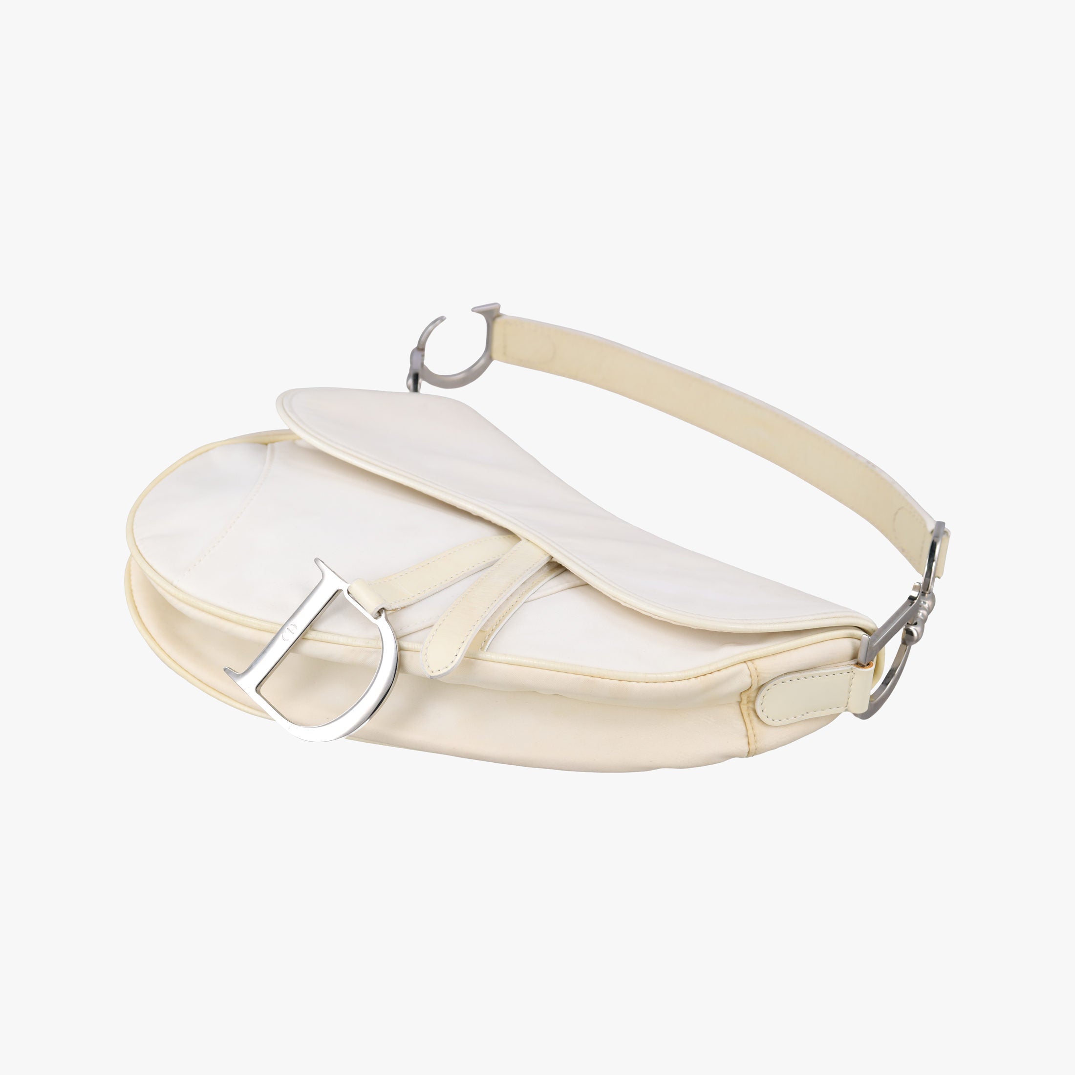 Pre-owned Christian Dior Saddle White Nylon × Leather  shoulderbag | stylenewstar