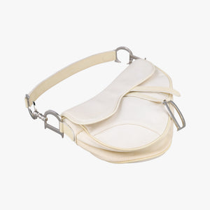 Pre-owned Christian Dior Saddle White Nylon × Leather  shoulderbag | stylenewstar