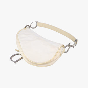 Pre-owned Christian Dior Saddle White Nylon × Leather  shoulderbag | stylenewstar