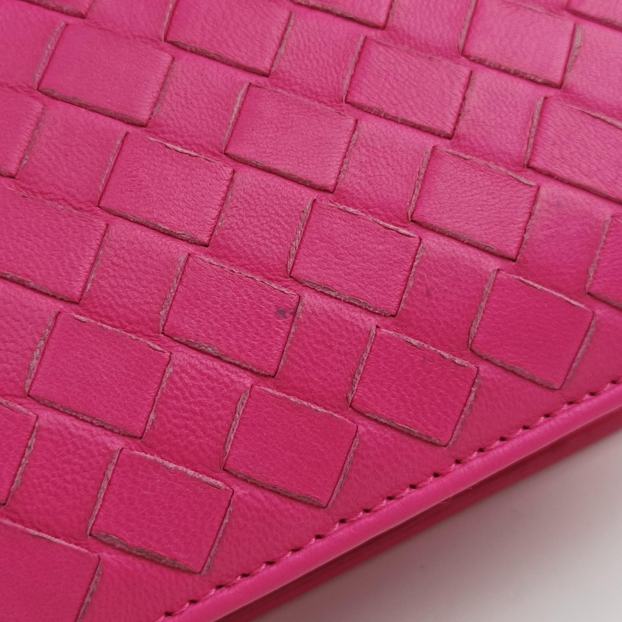 Pre-owned Bottega Veneta Intrecciato Olimpia Pink lambskin  shoulderbag | stylenewstar