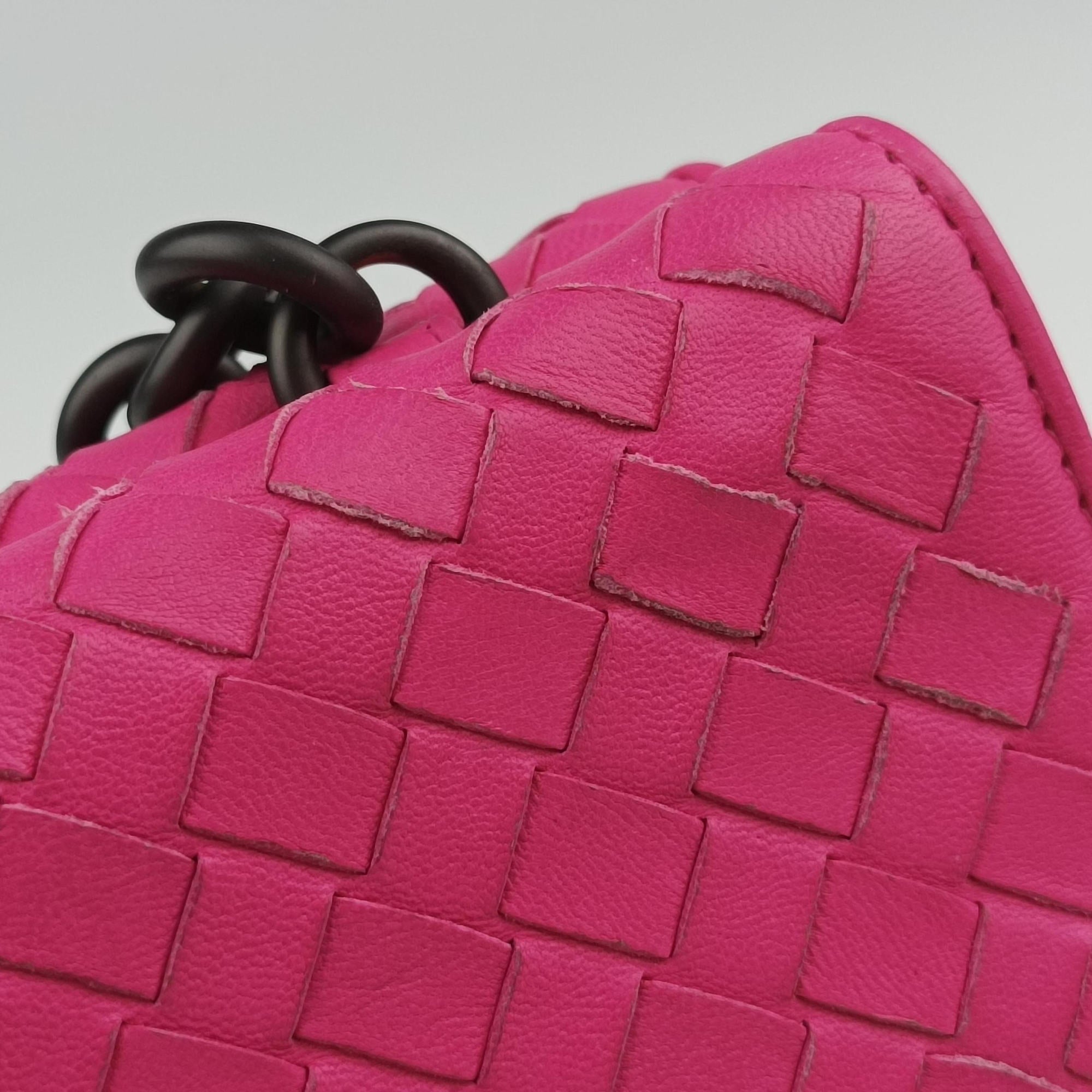 Pre-owned Bottega Veneta Intrecciato Olimpia Pink lambskin  shoulderbag | stylenewstar