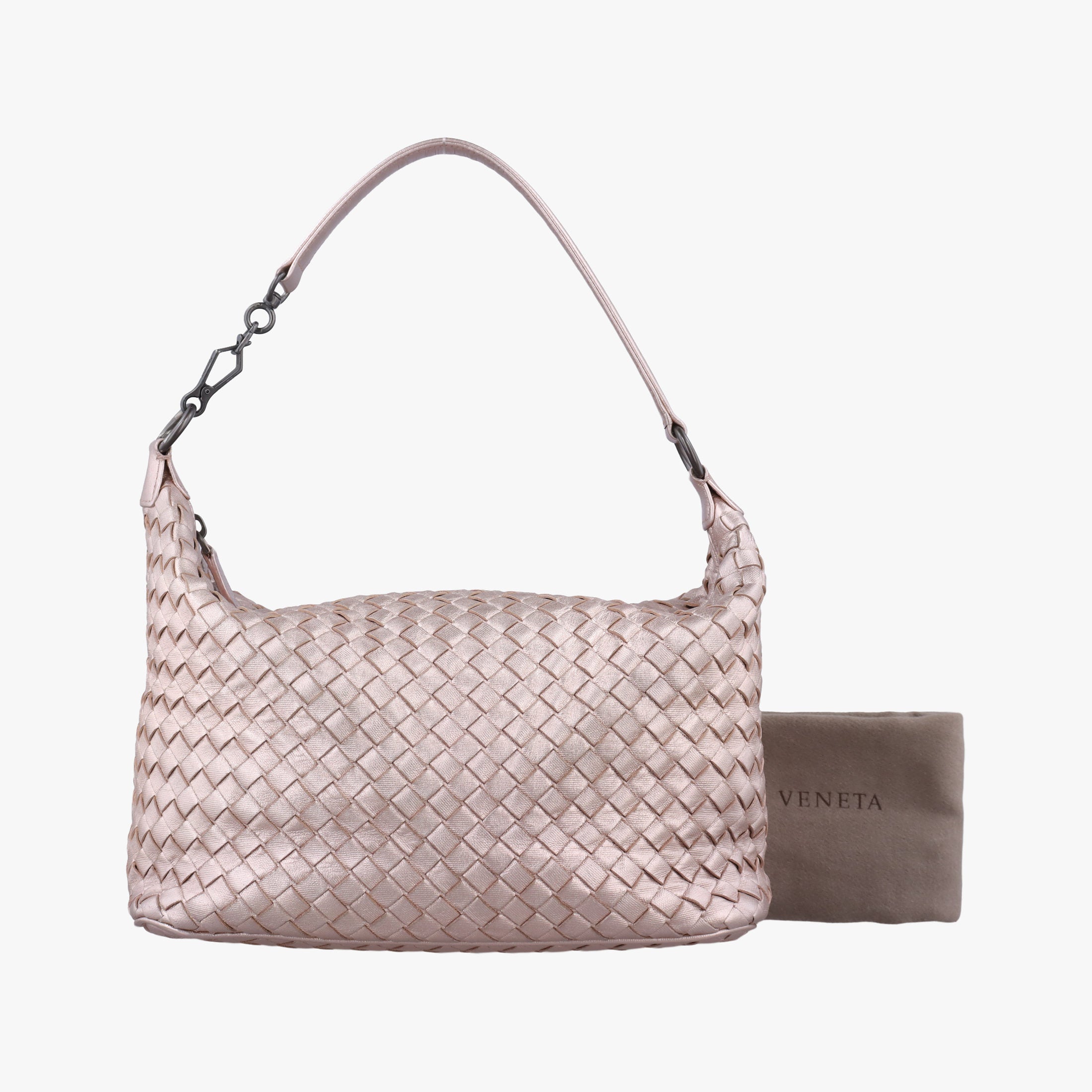 Vintage Bottega Veneta Wallace Intrecciato Pale Pink lambskin  handbag | stylenewstar