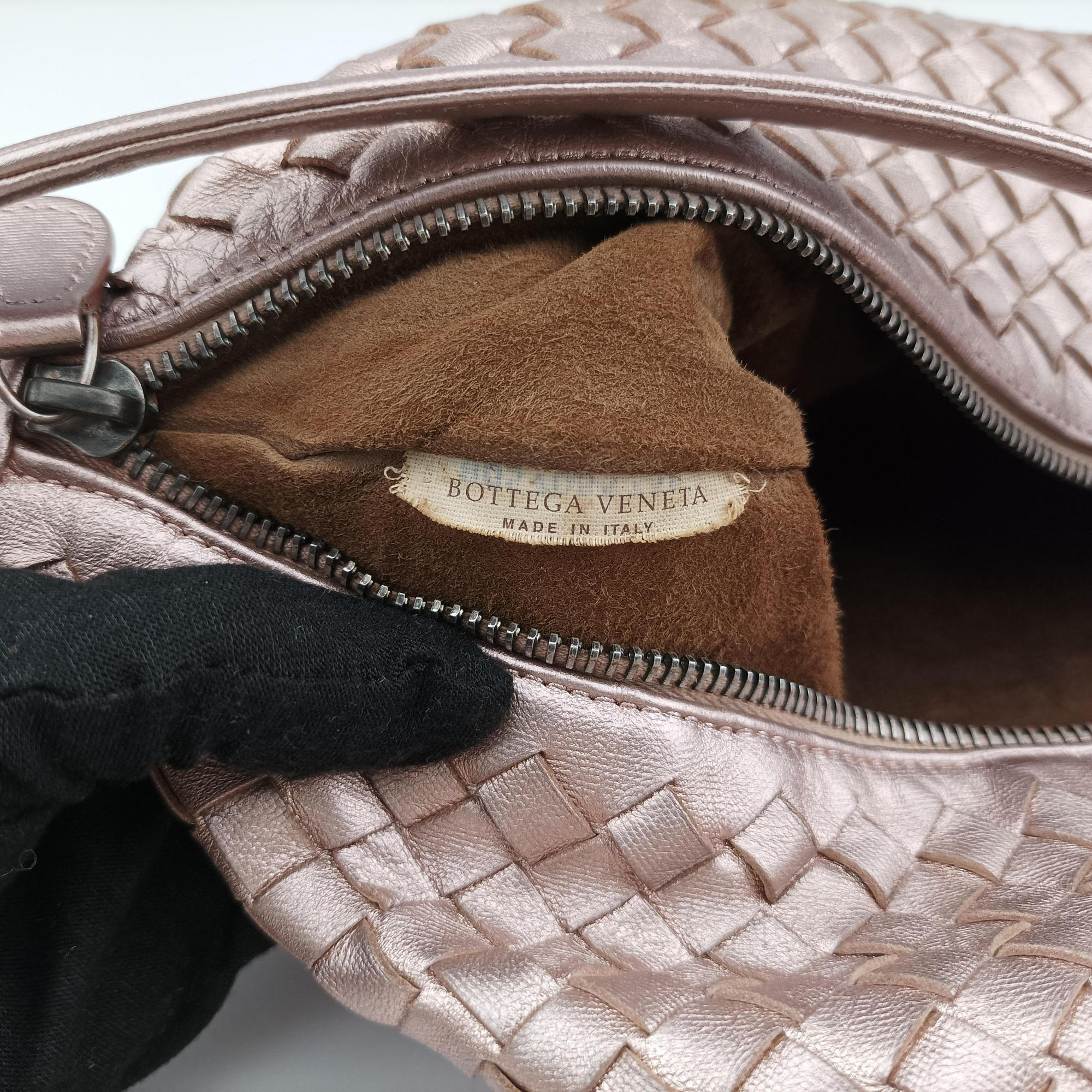 Vintage Bottega Veneta Wallace Intrecciato Pale Pink lambskin  handbag | stylenewstar