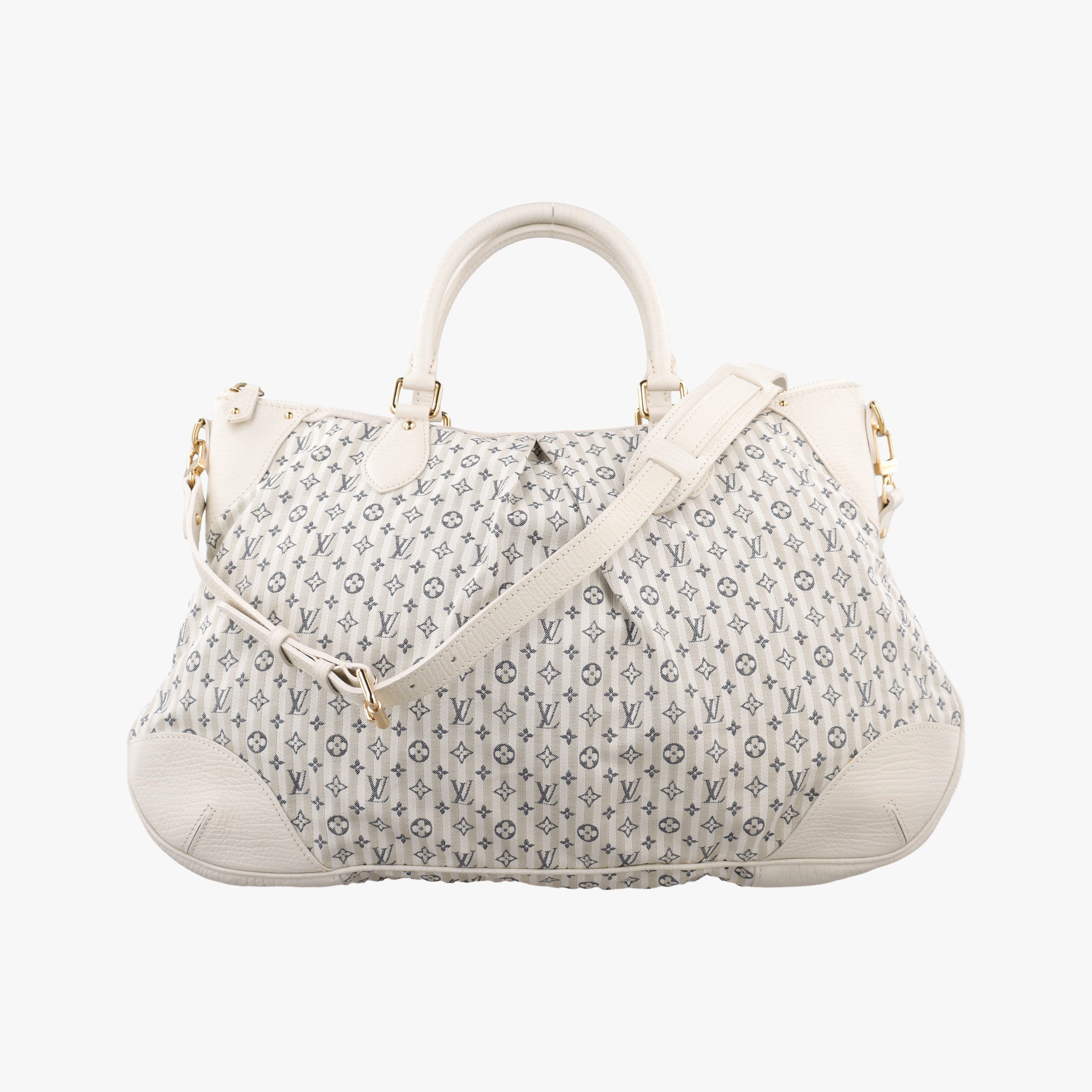 Pre-owned Louis Vuitton Marina GM Blanc Monogram Mini Lin Croisette M95492 shoulderbag | stylenewstar