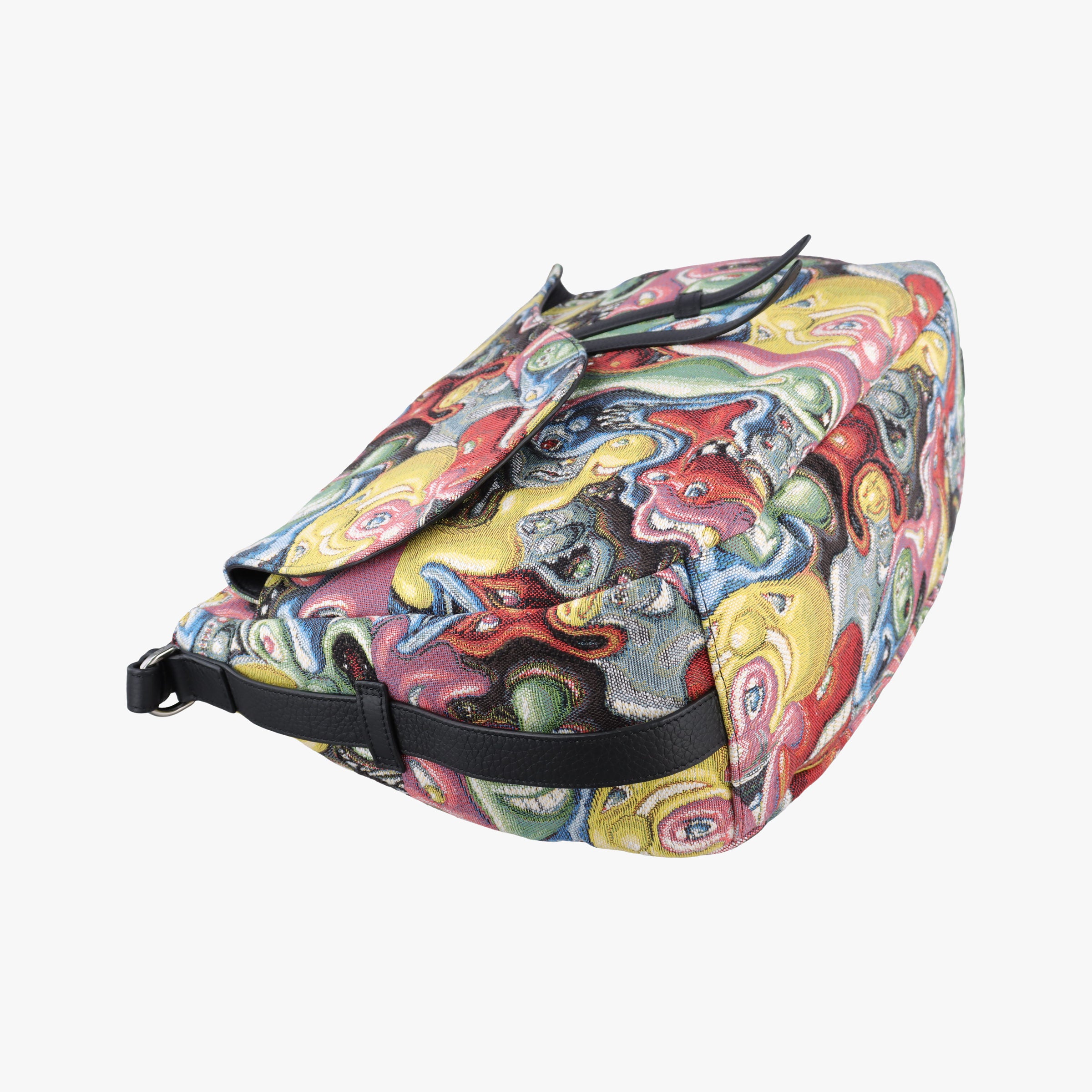 Pre-owned Christian Dior DIOR AND KENNY SCHARF Saddle Soft Multicolor Jacquard Canvas × Grained Calfskin  shoulderbag | stylenewstar