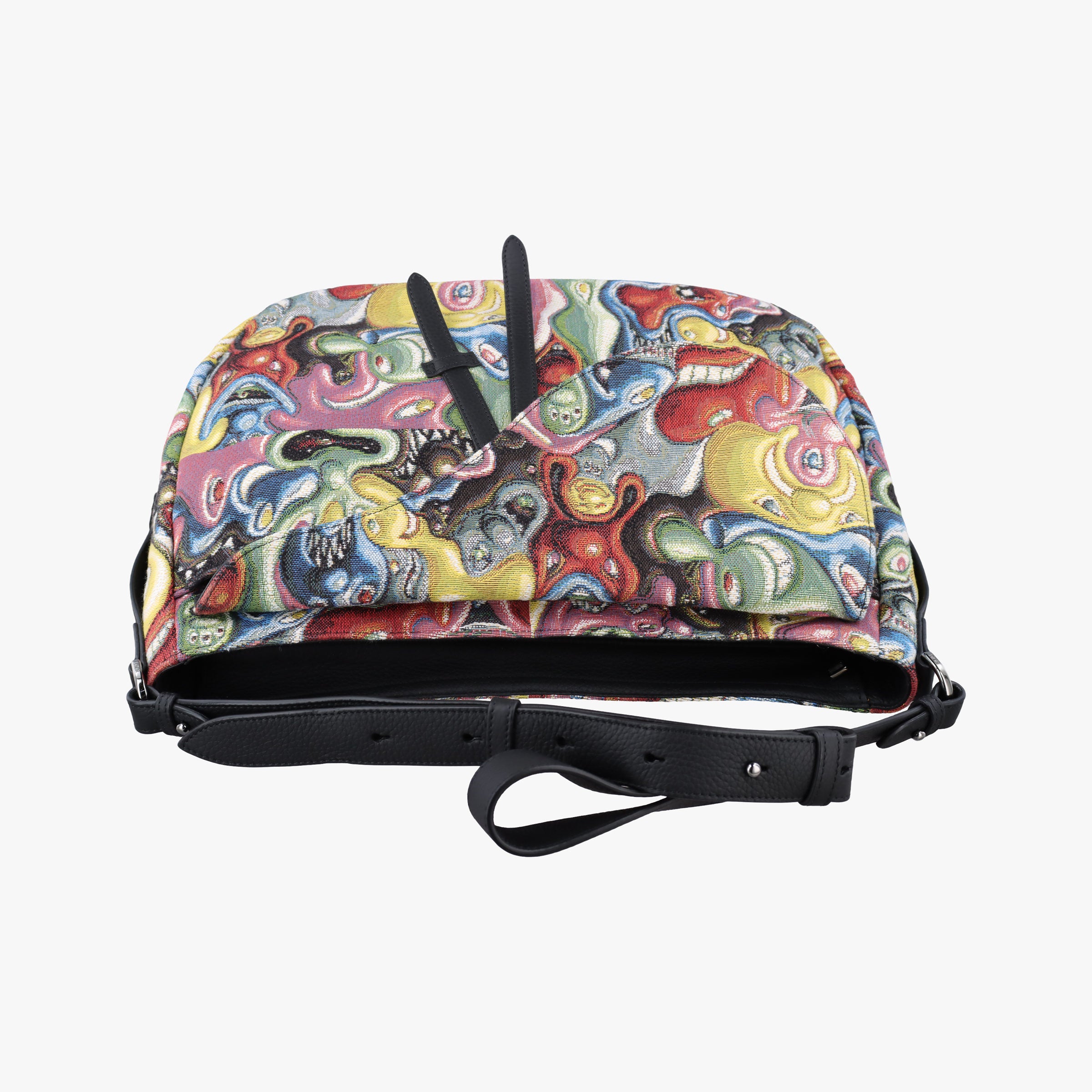 Pre-owned Christian Dior DIOR AND KENNY SCHARF Saddle Soft Multicolor Jacquard Canvas × Grained Calfskin  shoulderbag | stylenewstar
