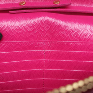 Pre-owned Yves Saint Laurent Envelope Fuchsia Grain de Poudre leather 377828 shoulderbag | stylenewstar