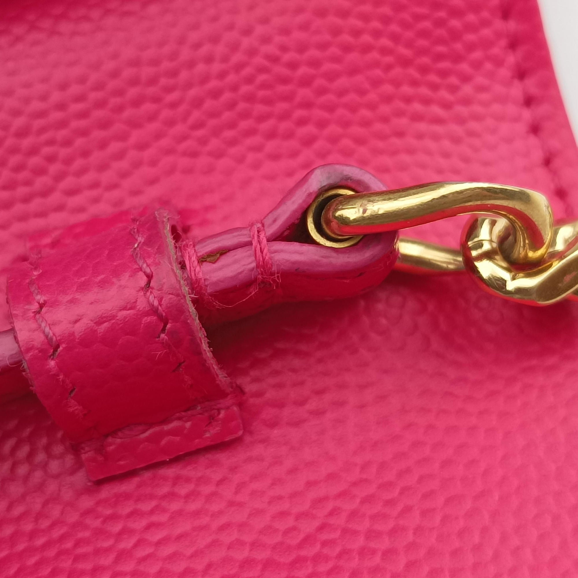 Pre-owned Yves Saint Laurent Envelope Fuchsia Grain de Poudre leather 377828 shoulderbag | stylenewstar