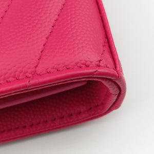 Pre-owned Yves Saint Laurent Envelope Fuchsia Grain de Poudre leather 377828 shoulderbag | stylenewstar
