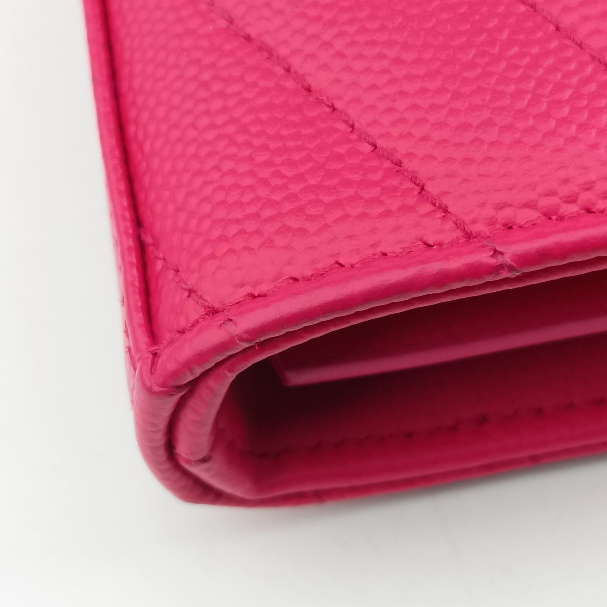 Pre-owned Yves Saint Laurent Envelope Fuchsia Grain de Poudre leather 377828 shoulderbag | stylenewstar