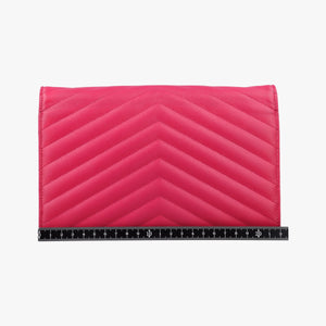 Pre-owned Yves Saint Laurent Envelope Fuchsia Grain de Poudre leather 377828 shoulderbag | stylenewstar