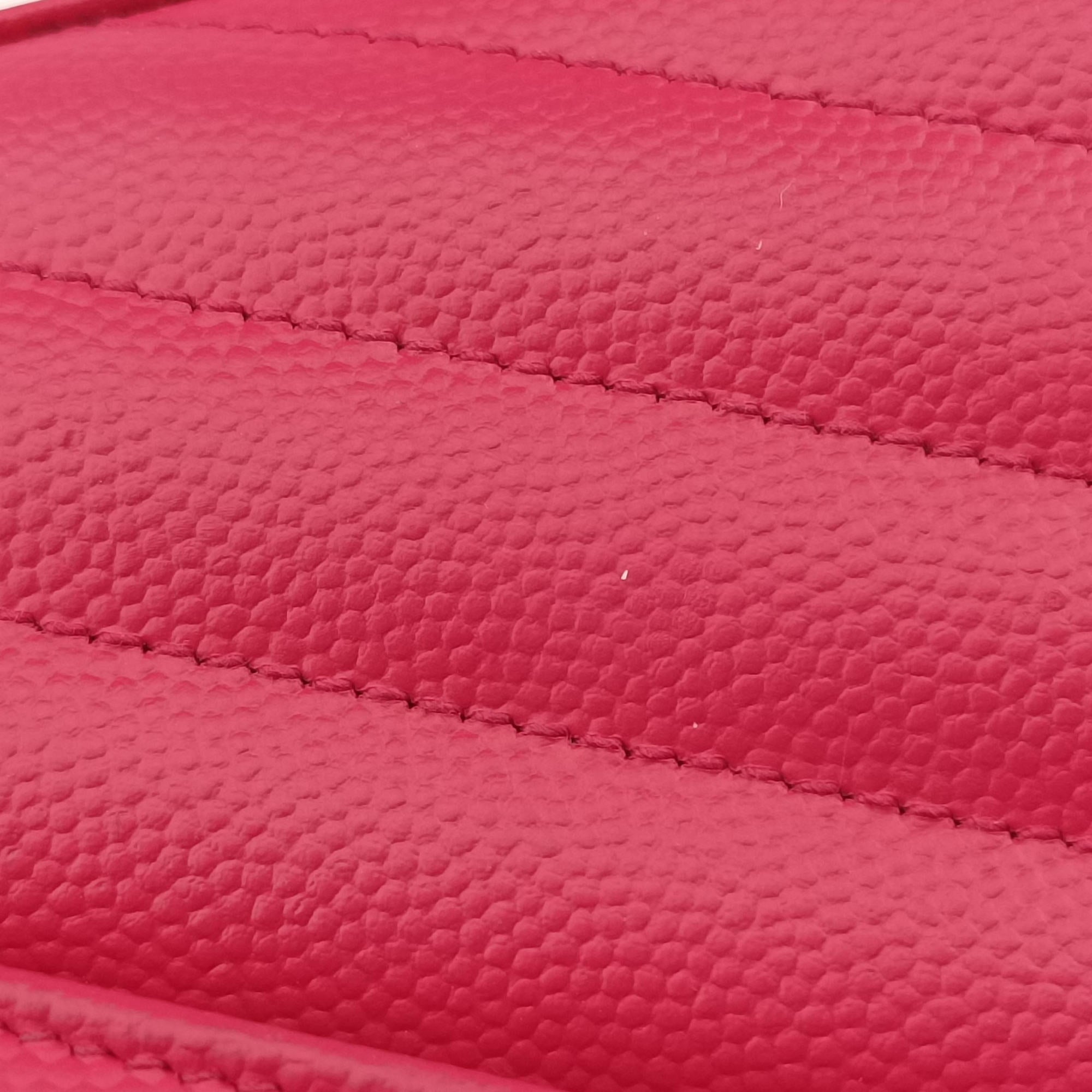 Pre-owned Yves Saint Laurent Envelope Fuchsia Grain de Poudre leather 377828 shoulderbag | stylenewstar