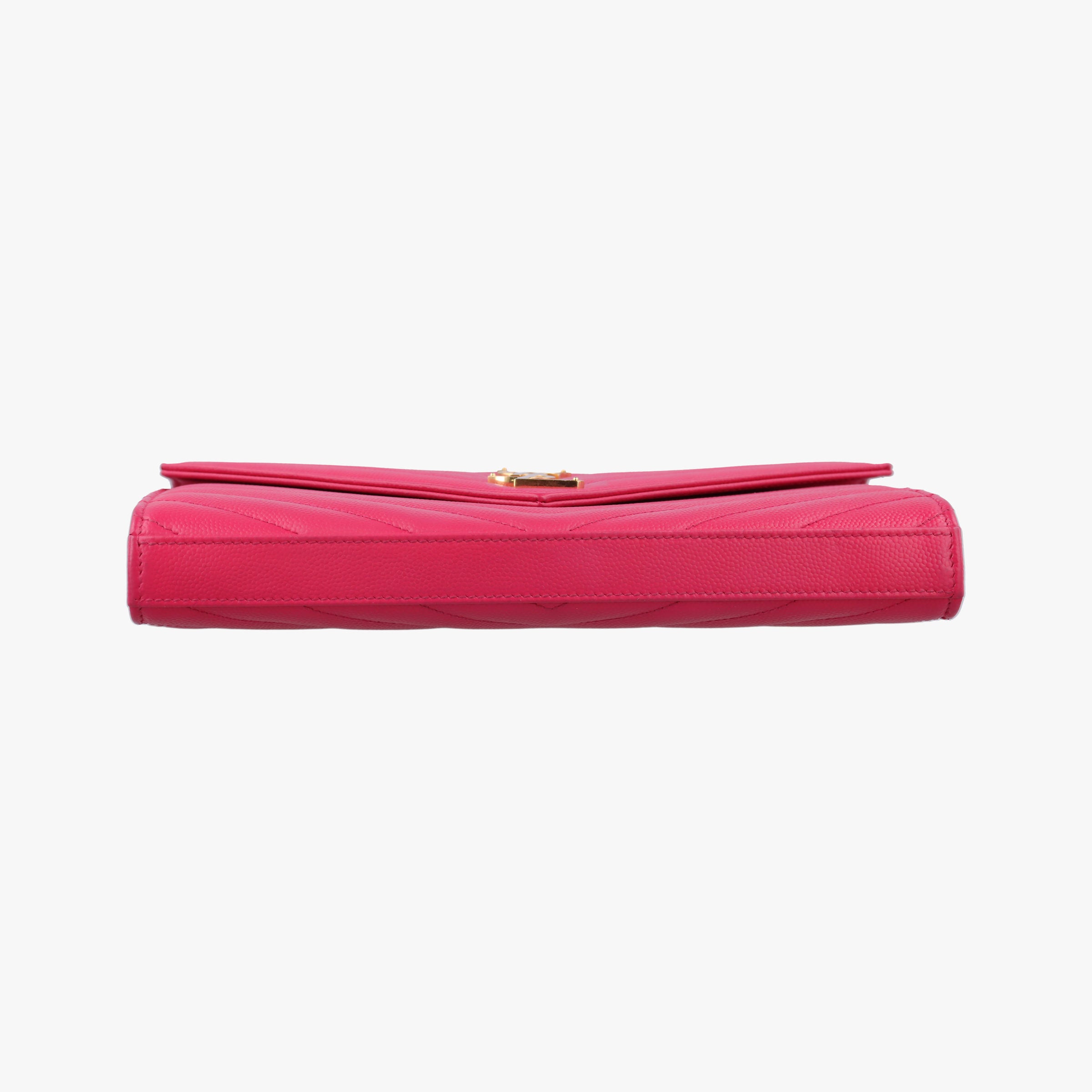 Pre-owned Yves Saint Laurent Envelope Fuchsia Grain de Poudre leather 377828 shoulderbag | stylenewstar
