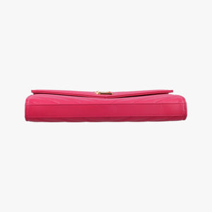 Pre-owned Yves Saint Laurent Envelope Fuchsia Grain de Poudre leather 377828 shoulderbag | stylenewstar